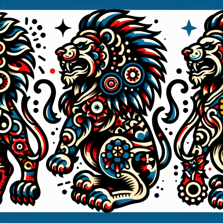 American Traditional Lion Tattoo Generator