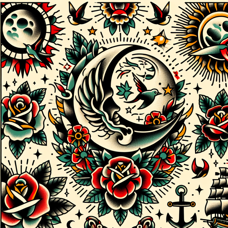 American Traditional Moon Tattoo Generator