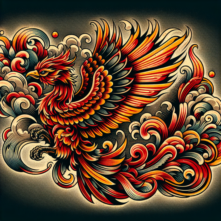 American Traditional Phoenix Tattoo Generator