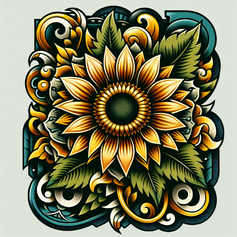 American Traditional Sunflower Tattoo Generator
