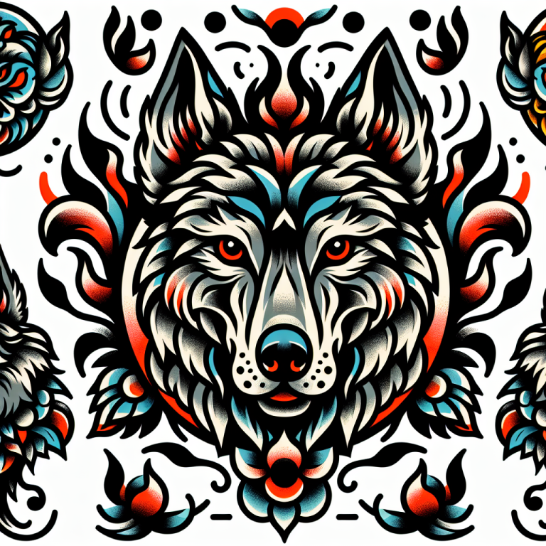 American Traditional Wolf Tattoo Generator