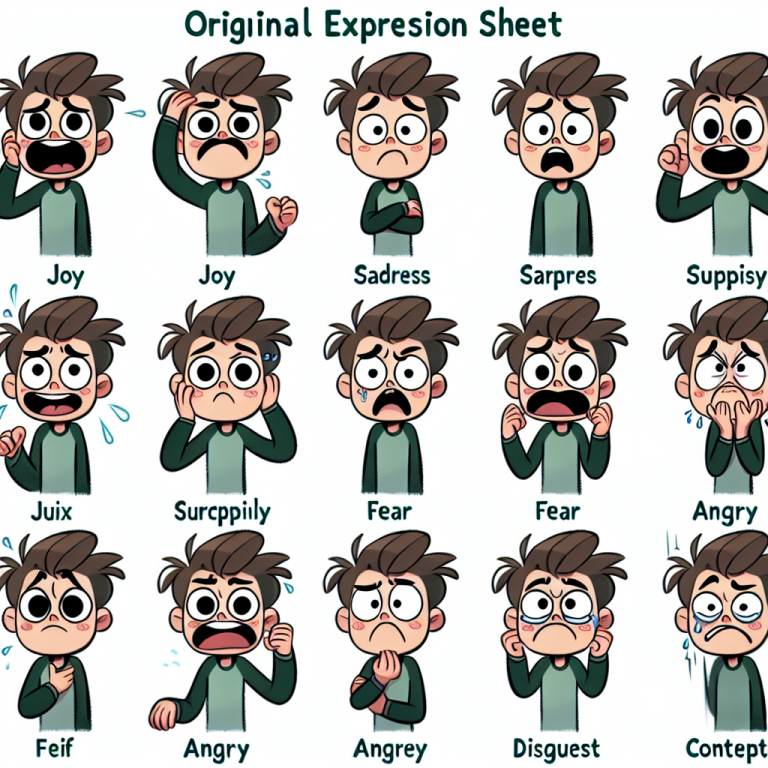 Cartoon Character Expression Sheet Generator