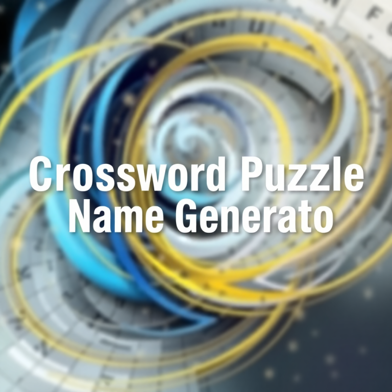 Crossword Puzzle Name Generator