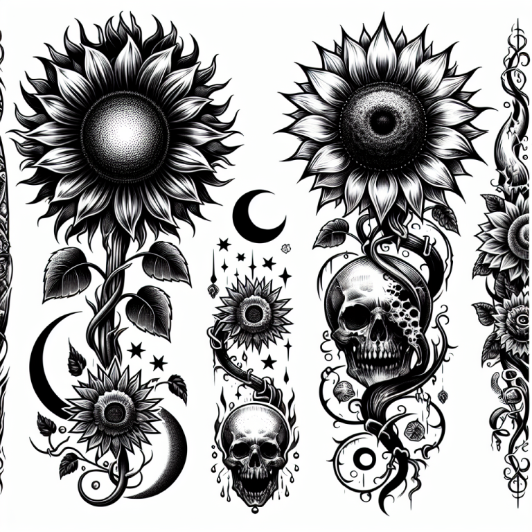 Gothic Sunflower Tattoo Generator